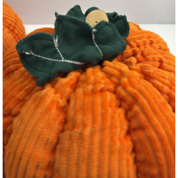 3 Orange Corduroy Pumpkin Plush Wood Stems Felt Leaves Fall Harvest Decor Jo-Ann - Picture 7 of 10
